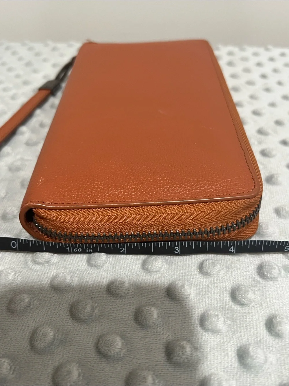 Brown Zip-Around Leather Wristlet Wallet